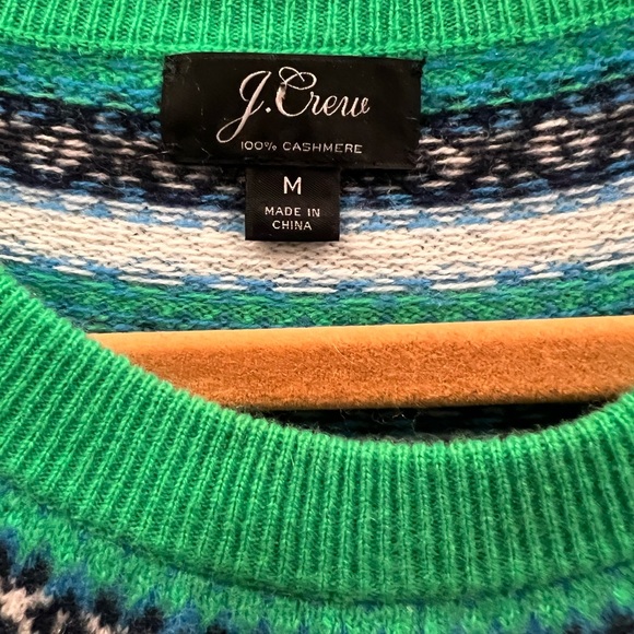 J. Crew Green Fair Isle Cashmere Crewneck Sweater - Picture 5 of 9